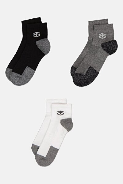 Tapout Men 3 Pairs Brand Logo Training Quarter Socks, Multicolor