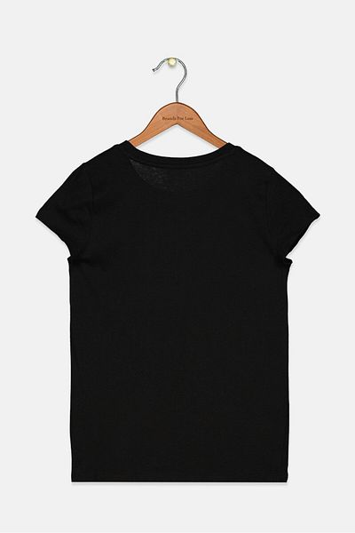 Puma Kid Girls Round Neck Short Sleeve Brand Logo T-shirt, Black