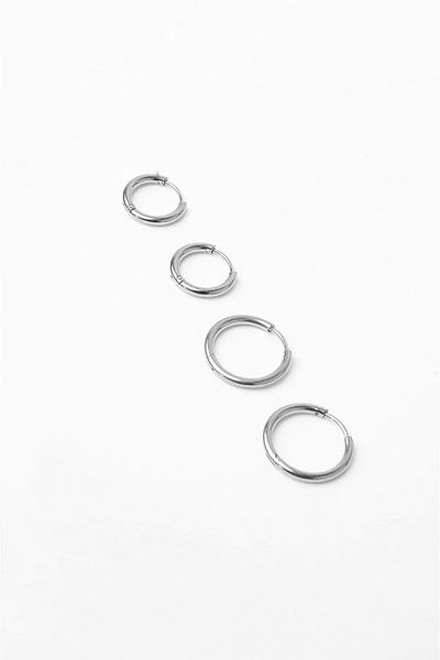 MakeWell Steel Snowflake Row Star and Crescent Design Zircon Stone Pearl and Hoop Earrings Steel Earring Set