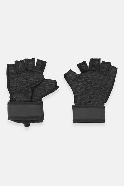 Reebok Men Brand Logo Wrist Gloves, Black