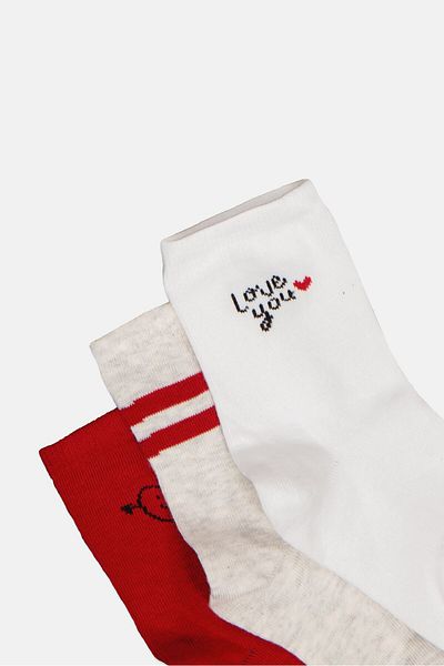 Bebe Kids Girl 3 Pairs Textured Crew Sock, Multicolor