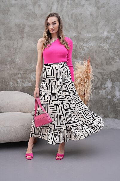 Polologin Butik Labyrinth Pattern Long Maxi Skirt