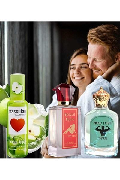 Masculan Green Apple Flavored Intimate Lubricant 75ml with Fermoti Women's and Men's Perfume 100ml