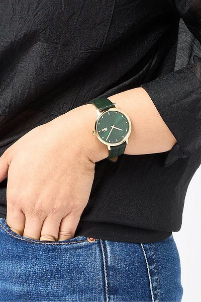 Lacoste Women 2001355 Leather Watch 35 mm, Green