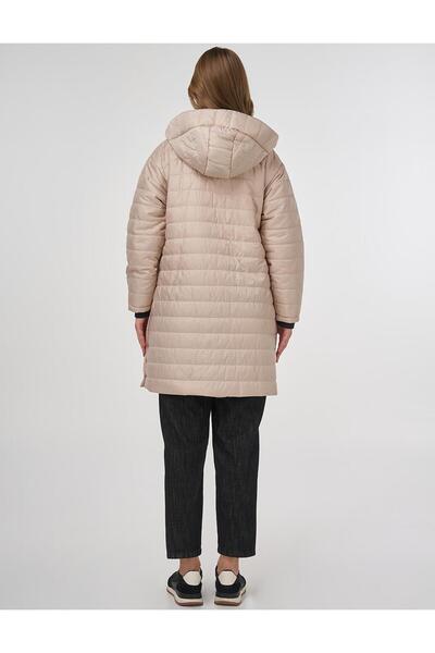 Kayra Κρέμα παλτό Anorak με γιακά και κουκούλα