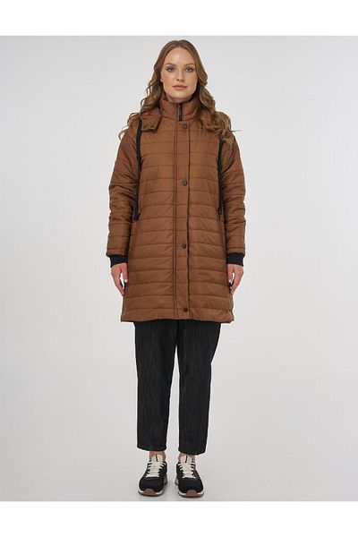 Kayra Καμηλό παλτό Anorak με γιακά και κουκούλα