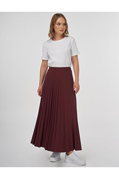Kayra Fusta plisată cu fermoar Roșu Claret