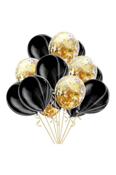 OEM Set 10 baloane cu confetti, 30 cm, culoare negru