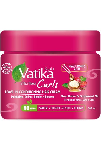 Vatika Curls Leave-In Cream 300ml | With Shea Butter & Oils | 48H Curl Retent...