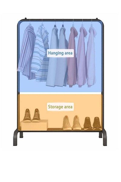 COOYA Clothes Storage Rack Floor Hanger Horizontal,Freestanding Clothes Garment Rack, Organizer Closet