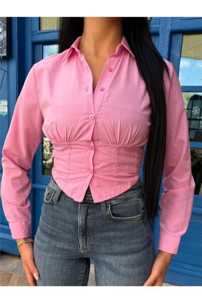 WeShaya Pink Polyester Cotton Piece Shirt