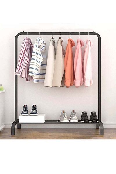 COOYA Clothes Storage Rack Floor Hanger Horizontal,Freestanding Clothes Garment Rack, Organizer Closet