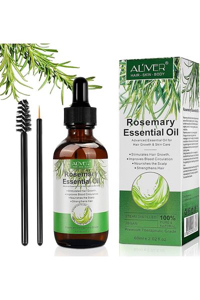 ALİVER Rosemary Oil for Hair Growth 2 Fl Oz, Pure Organic Rosemary Essential Oils Serum for Dry Dama