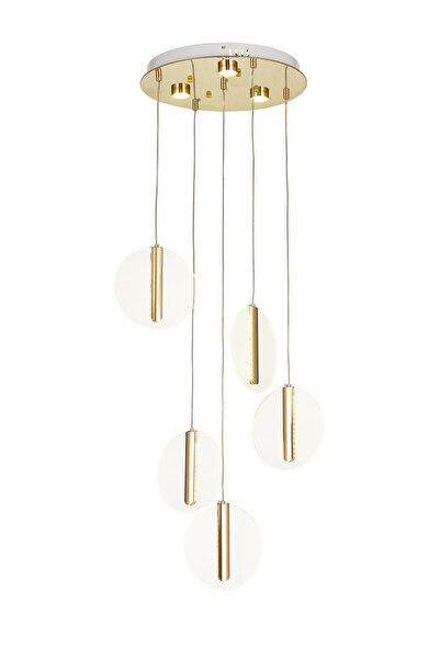 Avizemoda Lovena 5'Li Ledli Dim. Kumandalı Modern Lüks Sarkıt Avize (3 Renk L...