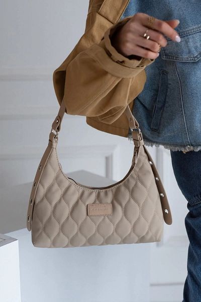 bagnesia Women's Mink Quilted Patterned Baguette Hand and Shoulder Bag