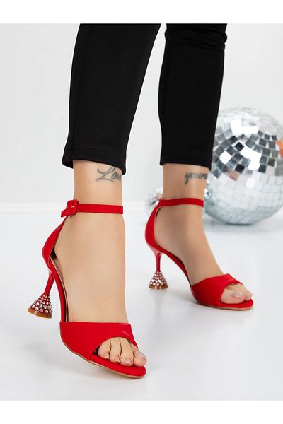 mei Women's Sandals with Thin Heels 5XKK17 Red | Mei