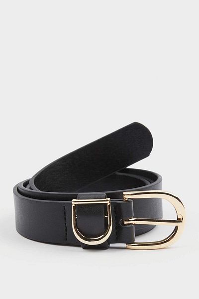 DeFacto Women's Oval Buckle Faux Leather Jean Belt F3271Axns