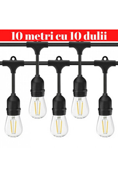 Blusmart Ghirlandă solară cu 10 becuri LED, 10 m