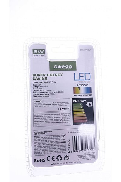 Omega Bec Led Bulb Omega 2700K E27 5W [41572] - OMLE27B-5W