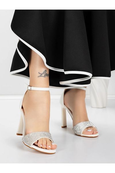 mei Women's Sandals with Thin Heels 5XKK19 White | Mei