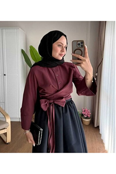 Bİ GİYİM قميص علوي بحزام على الخصر للنساء