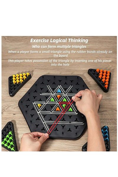 Rally Triangle Trigel Board Game with Rubber Band for 6 Players