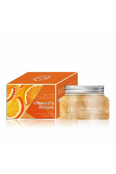 ESTELİN ESTELIN Vitamin C & Turmeric Scrub 350g – Brightening Exfoliating Face & Body Scrub for Glowing Skin