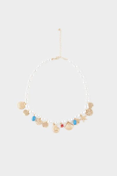 DeFacto Women's Pearl Gold Charm Necklace F4073Axns