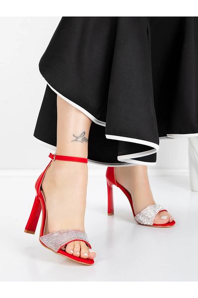 mei Women's Sandals with Thin Heels 5XKK19 Red | Mei
