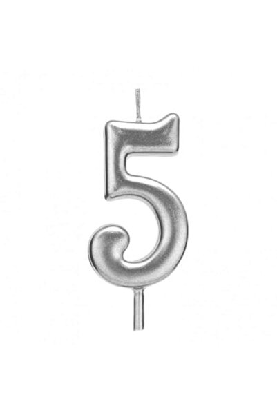 OEM Ασημένιο κερί γενεθλίων, 4,5 cm, αριθμός 5