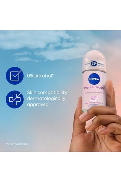 NIVEA Antiperspirant Roll-on for Women, Pearl & Beauty Pearl Extracts, 2x50ml