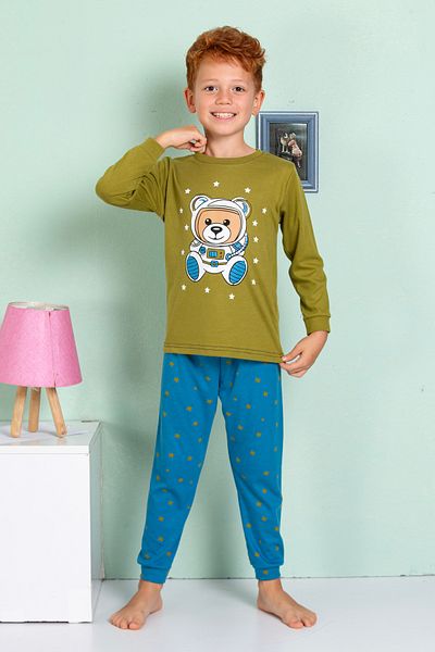 elmas kids Boy's 100% Cotton Long Sleeved Pajamas Set