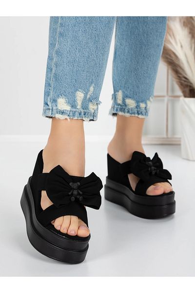 mei Women's Platform Slippers 5WL36 Black | Mei