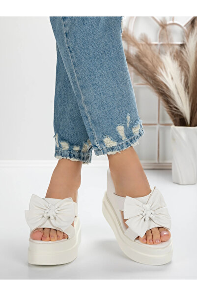 mei Women's Platform Slippers 5WL36 White | Mei