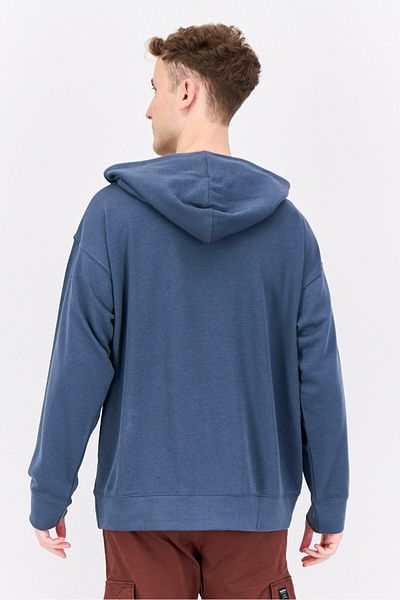 Established Redefining Essentials Men Hooded Long Sleeve Brand Logo Sweatshirt, Navy