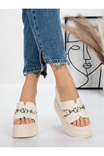 mei Women's Platform Slippers 5WL60 Beige | Mei