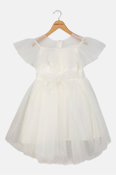 Luna Moon Kids Girl Floral Print Party Dress, White
