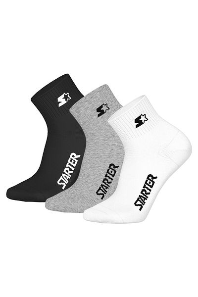 Starter Unisex Quartersocken, 3er Pack - Quarter Socks, Logo, Baumwollmischung