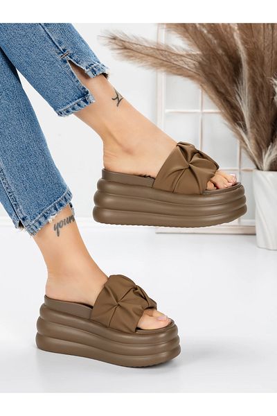 mei Women's Platform Slippers 8587 Brown | Mei