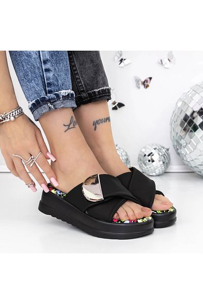 mei Women's Platform Slippers 3HXS80 Black | Mei