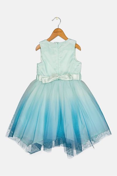 Luna Moon Toddlers Girl Embroidered Dress, Turquiose