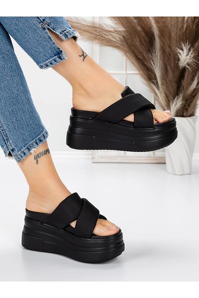 mei Women's Platform Slippers 8325 Black | Mei