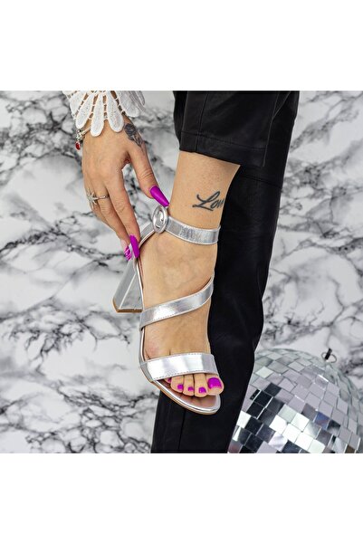 mei Γυναικεία Σανδάλια με Χοντρά Τακούνια XKK535 Ασημί (N14) Mei