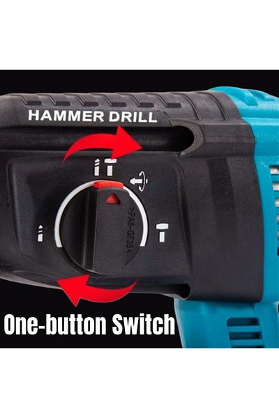 GearZone Cordless Electric Hammer Drill, 21V for Metal Concrete & Wood Drilling, With 2pc Batteries