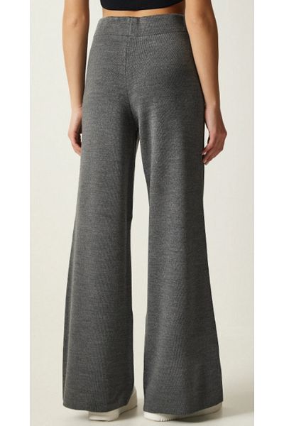 STF MODA Women's Anthracite Broad Leg Knitwear Pants