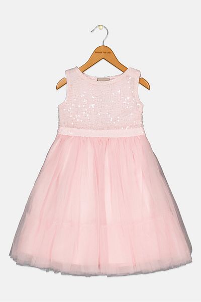 Luna Moon Toddlers Girl Sequins Party Dress, Pink
