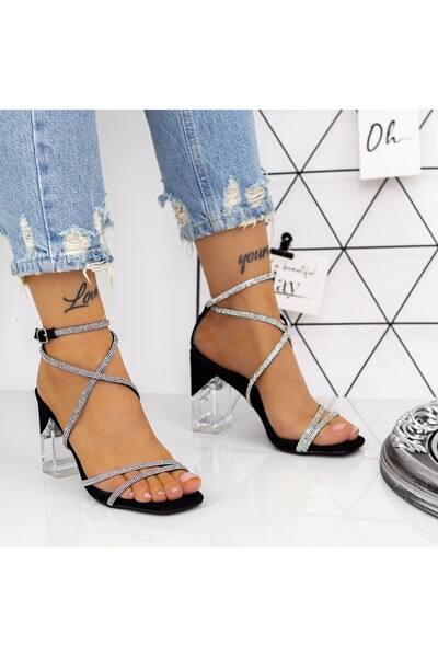 mei Sandale Dama cu Toc gros 2XKK99 Negru Mei