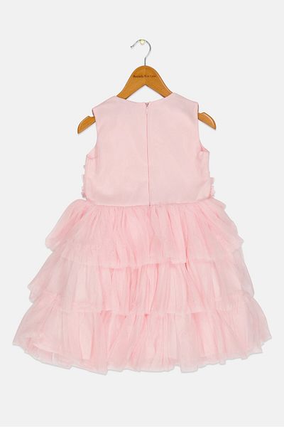 Luna Moon Kids Girl Textured Party Dress, Pink