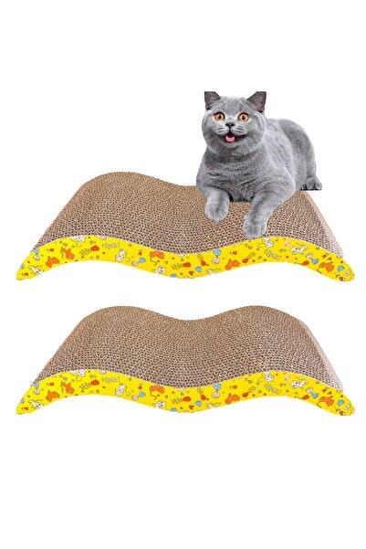 AB HOMES Set de 2 perne de zgariat din carton reciclat pentru pisici, AB HOMES, maro, 44x21x5.5cm