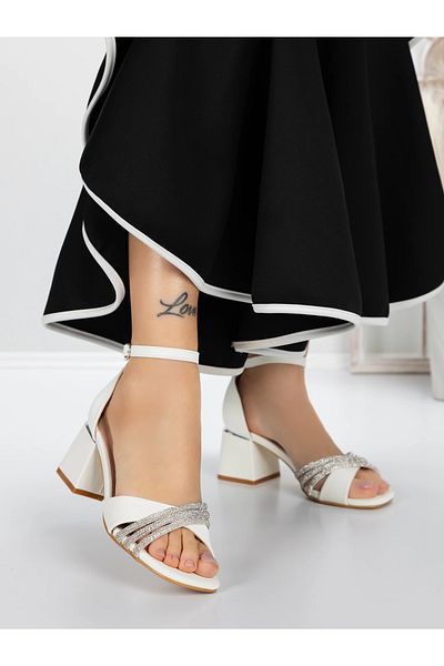 mei Women's Sandals with Thick Heels 5GZ57 White | Mei